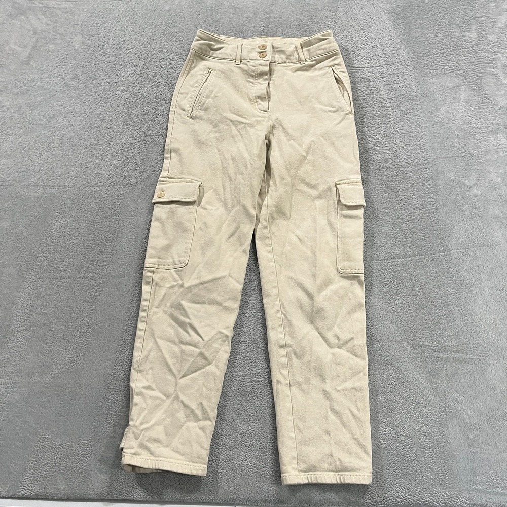 Aritzia Wilfred‎ Free Pants Womens 2 Twill Modern Cargo High Rise Ivory Y2K
